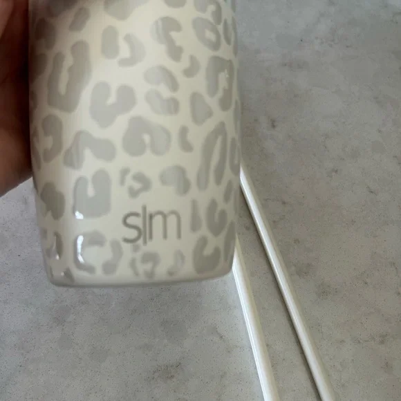 Simply Modern Leopard Print Tumbler with Straw - Cream - Picture 3 of 3